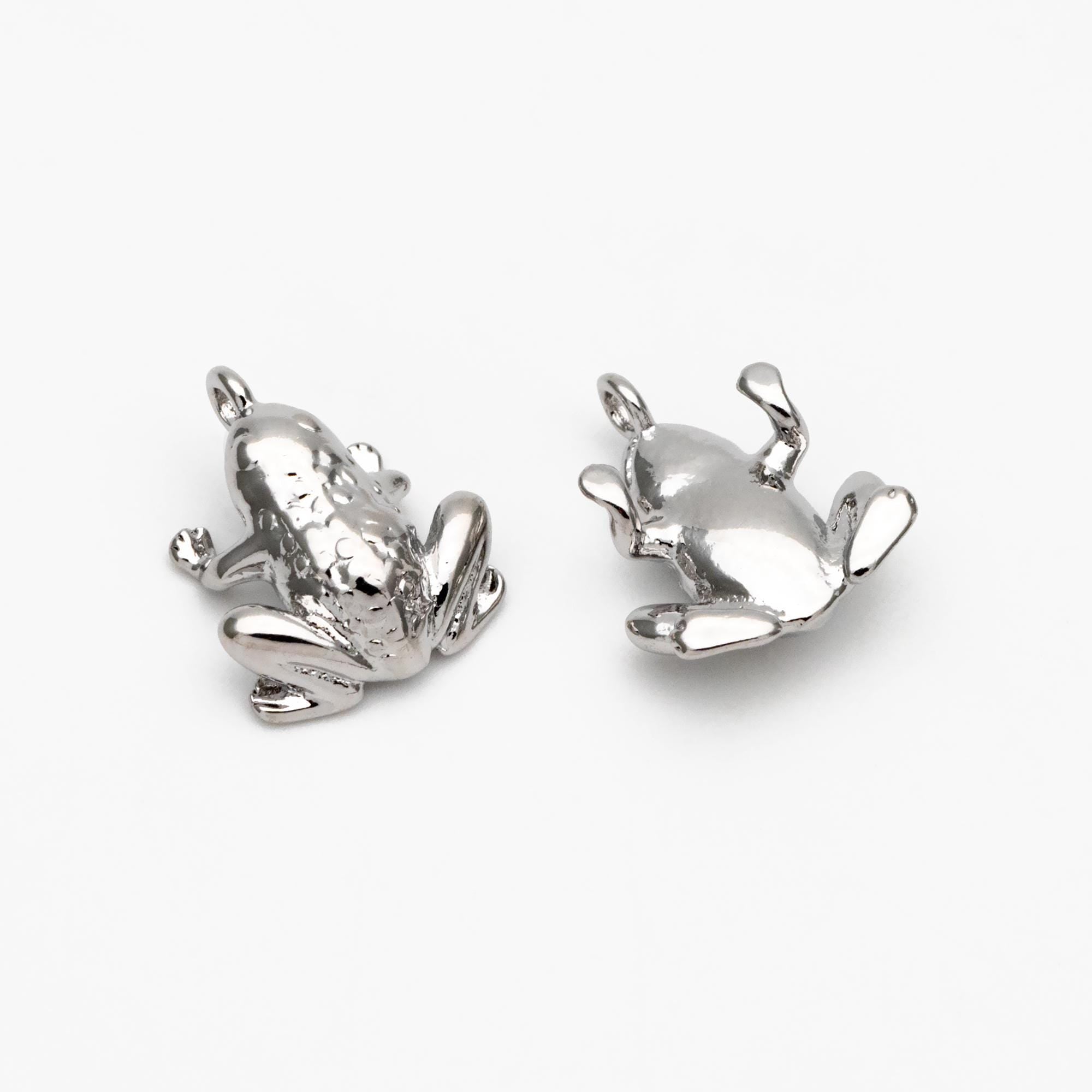 10pcs Gold/ Silver 3D Frog Charm, 18K Gold/ Rhodium Plated Brass, Toad Charms (GB-4358)